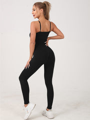 Tummy Control Yoga Jumpsuit Slim Fit Crew Neck Bodysuit