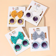 Girls Flower Sunglasses & Bowknot Headband Set