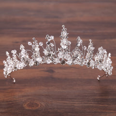 Red Crystal Crown Beaded Headdress Bridal Jewelry