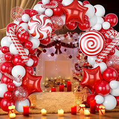 102pcs Christmas Wreath Arch Kit Balloon Red Balloon Candy Balloon
