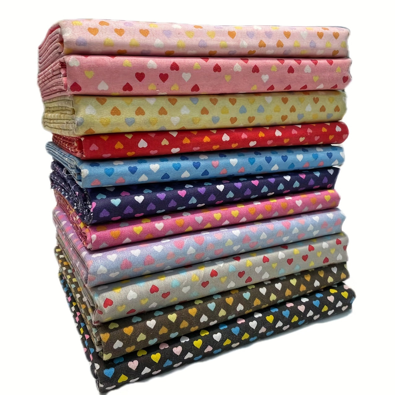 11pcs Heart Shaped Polyester Fabric for DIY Sewing Scrapbooking