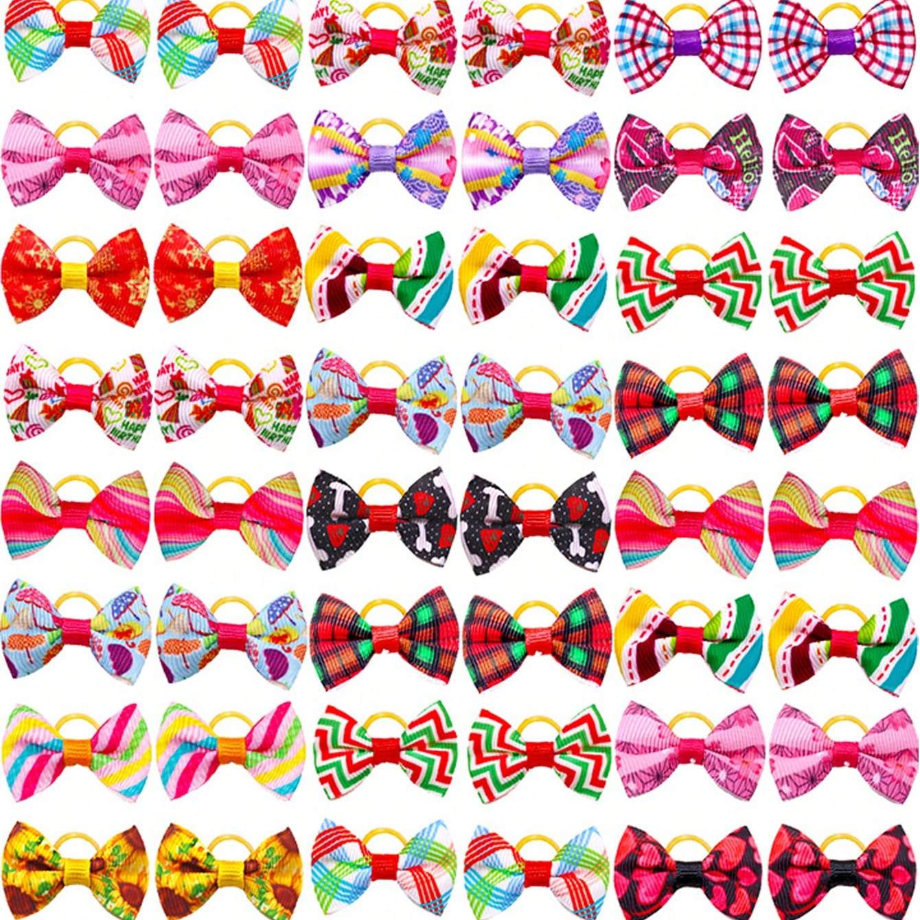 30pcs Mixed Elastic Bow Dog Hair Accessories