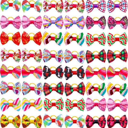 30pcs Mixed Elastic Bow Dog Hair Accessories
