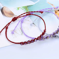 Crystal Charm Friendship Bracelet Hand Woven Rope for Friends