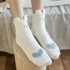 5 Pairs Winter Soft Warm Socks Cozy Fuzzy Socks With Gripper Fluffy Thick