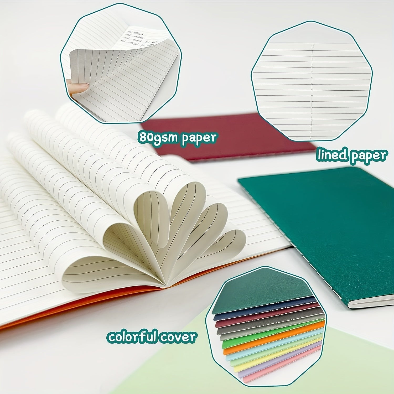 12 Pack Mini Notebooks 8.89x13 Mini Journals - Small Pocket Notebook Set