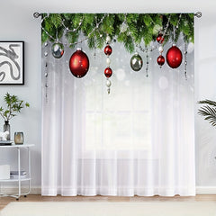Leaf Balloon Pattern Sheer Curtain Christmas Decoration