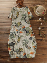 Women's Boho Floral Print Tee Dress