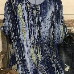 Tie Dye Drop Shoulder Round Neck Blouse