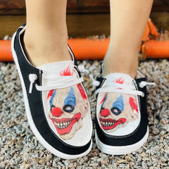 Women's Colorful Clown Canvas Shoes Casual Lace Up Low Top Shoes