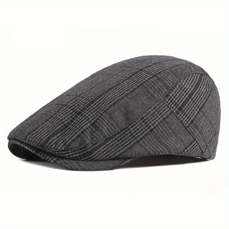 Men's Checkered Beret Duck Tongue Cap