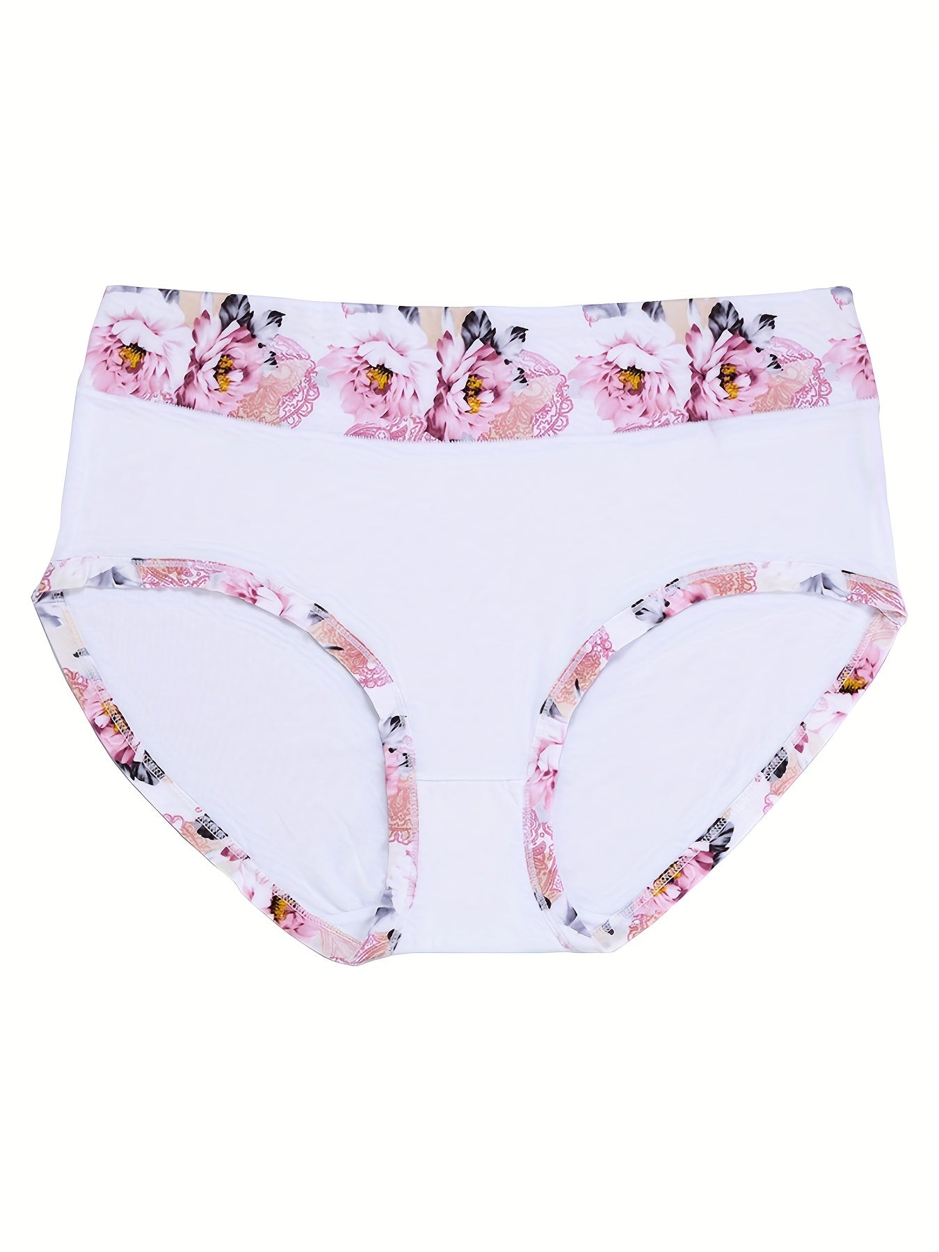 4 Pack Plus Size Panties Set Women's Plus Comfort Floral Print Brief