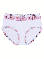 4 Pack Plus Size Panties Set Women's Plus Comfort Floral Print Brief