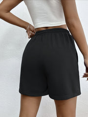 Drawstring Waist Shorts Casual Solid Shorts For Summer & Spring