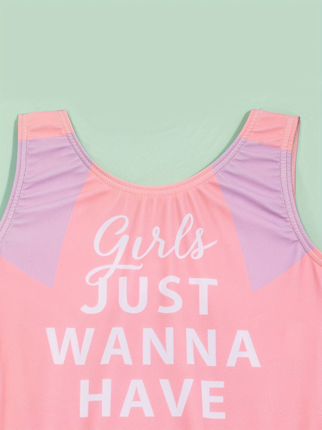 Girls Mermaid Print One piece Swimsuit Backless Colorblock Sports Swimsuit