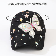 Argyle Butterfly Baseball Cap Outdoor Adjustable Casual Style Hat For Women Girl