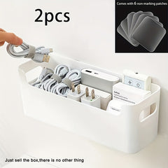 2pcs Cable Storage Box for Office and Home - Wall Mounted and Desktop Organizer