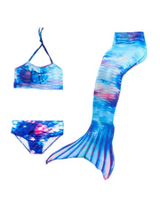 Girl's Mermaid Swimsuit 3pcs Tie Dye Halter Bikini Set