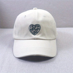 Vintage Heart Embroidery Baseball Cap Solid Casual Sunscreen Dad Hat