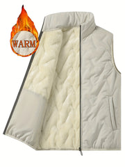 Men's Plain Plush Stand Collar Thermal Vest for Autumn Winter