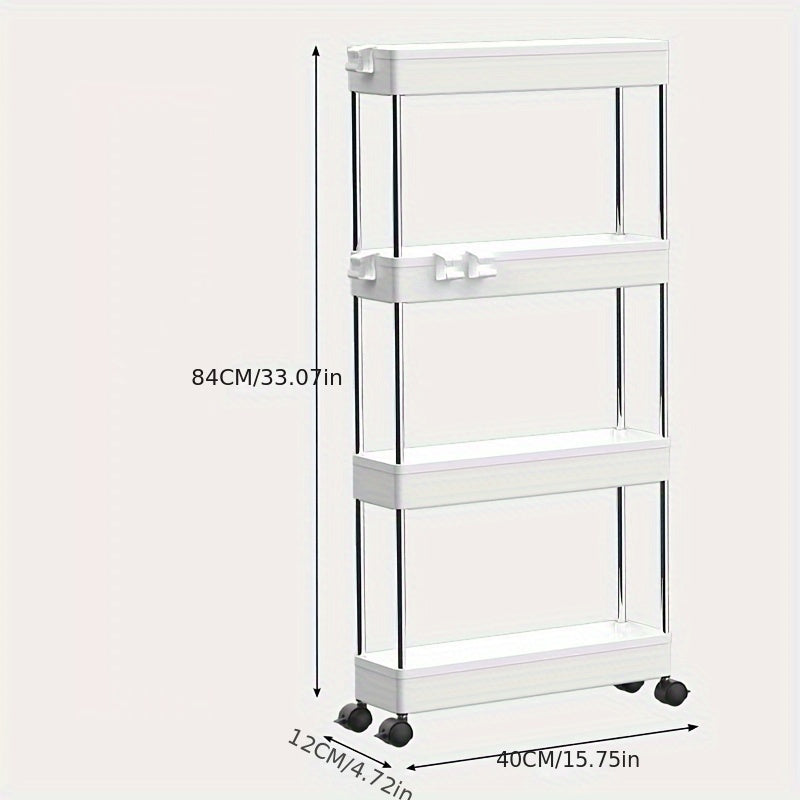 Floor Mounted Mobile Small Cart with 3-4 Layer Shelf