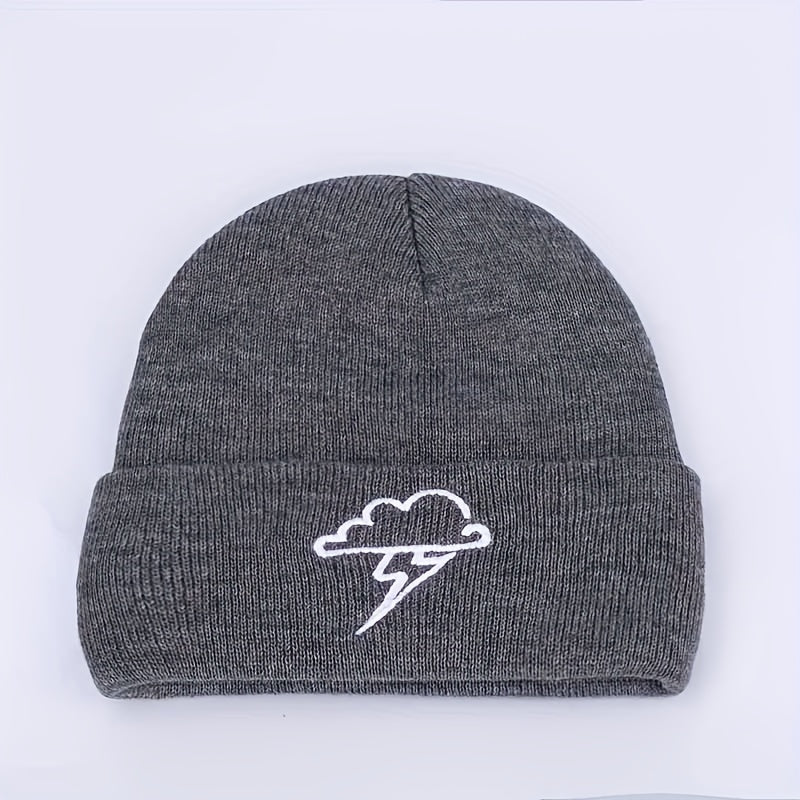 Clouds Embroidery Beanie Lightweight Warm Skull Cap Solid Coldproof Couple Knit