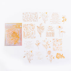 Pack of 45 Retro Journal DIY Stickers PET Bronzing Laser Sticker Packs