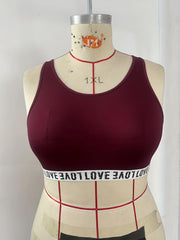 Sports Bra Women's Plus Letter Tape Racer Back Comfort Bralette