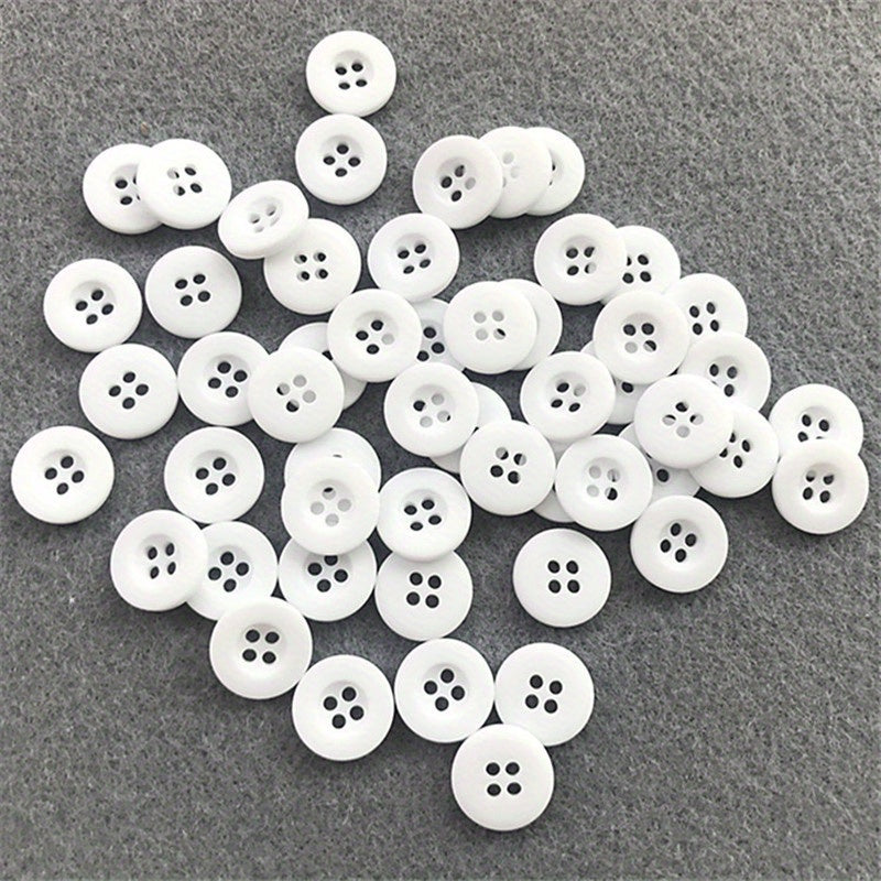 50pcs 15mm Sewing Flatback Buttons 4 Holes Plastic Resin DIY Crafts