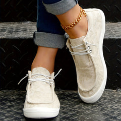 Women's Lace Up Canvas Shoes Comfortable Slip On Loafers Casual Low Top Sneakers
