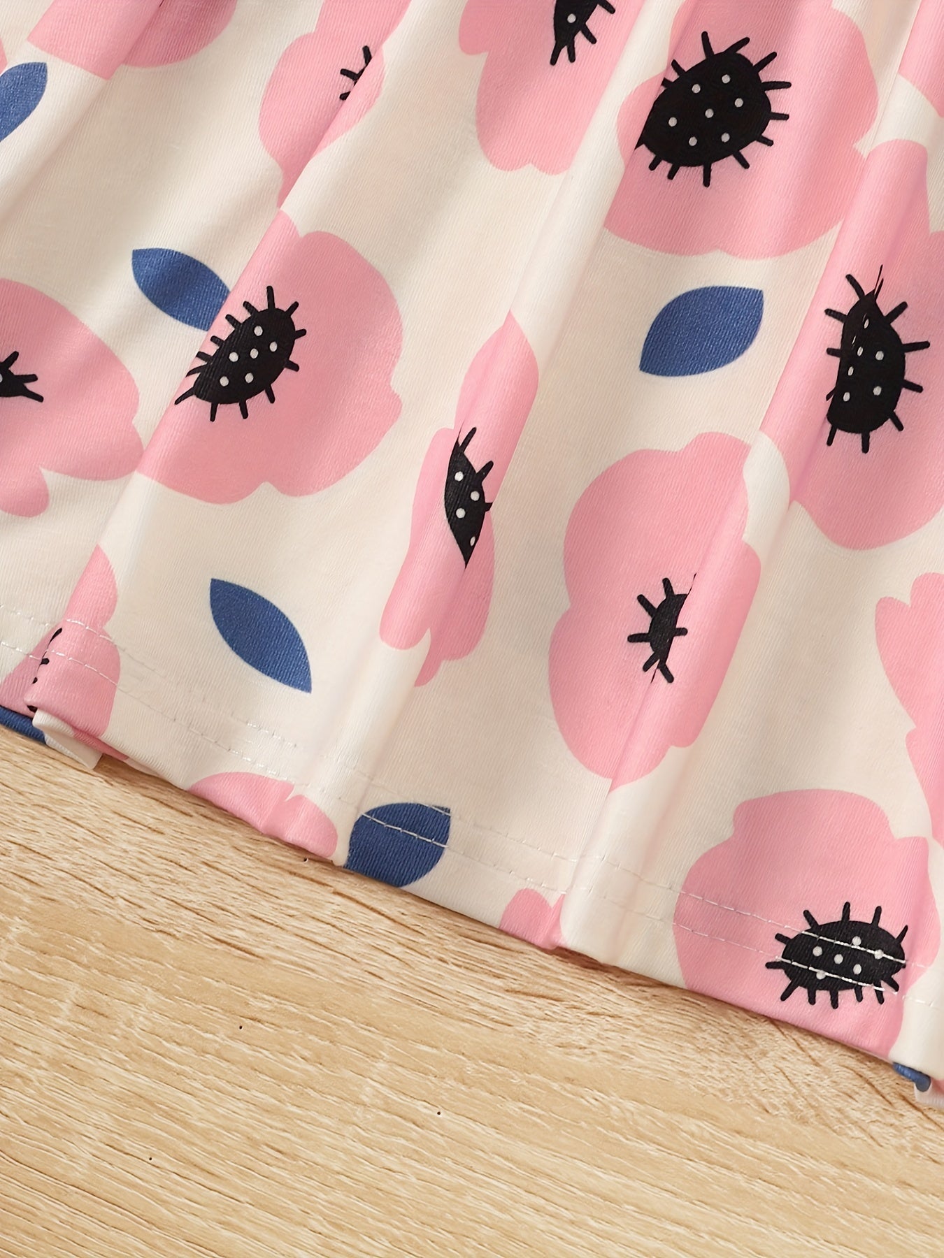 Girls Casual Flower Polka Dots Long Sleeves Dress