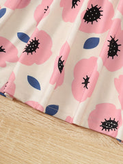 Girls Casual Flower Polka Dots Long Sleeves Dress