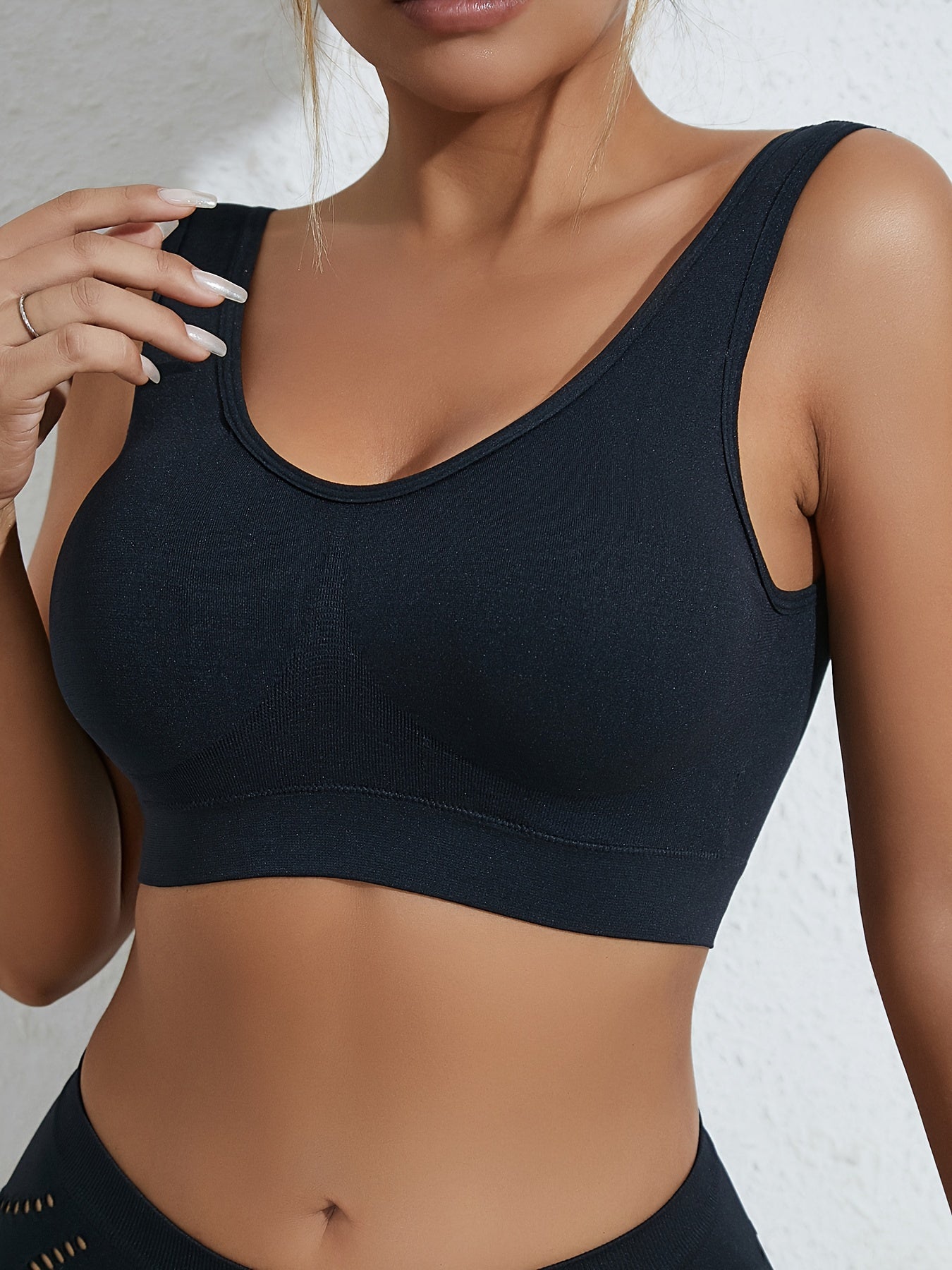 4pcs Solid Tank Crop Tops Removable Padded Sports Top Women's Lingerie