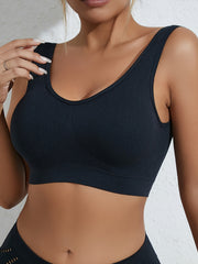 4pcs Solid Tank Crop Tops Removable Padded Sports Top Women's Lingerie