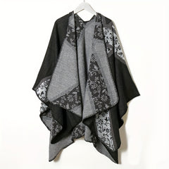 Floral Jacquard Shawl Thick Boho Wrap Windproof Cape Blanket Scarf