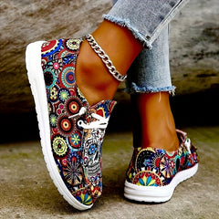 Women's Colorful Lace Up Flat Shoes Lightweight Canvas Casual
