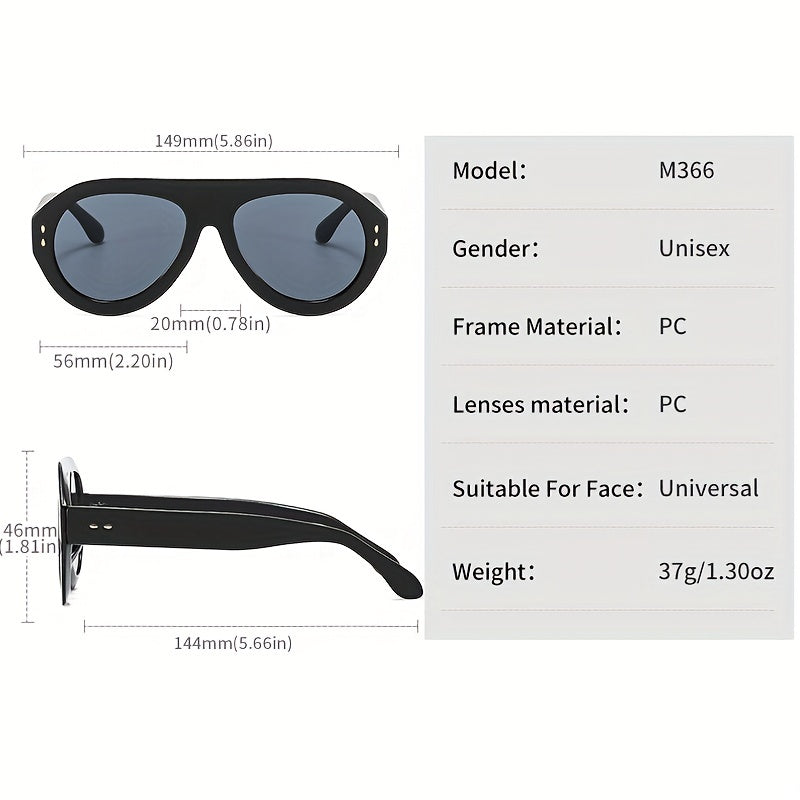Oval Frame Aviator Sunglasses Gradient Lens UV400