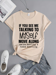 Printed Round Neck T-shirt Short Sleeves Sports Top Women's Activewear