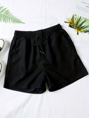 Waffle Drawstring Waist Shorts for Summer