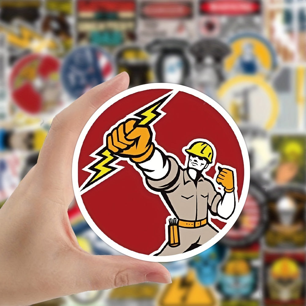 50pcs Cartoon Electrician Stickers for DIY Toys Wall Luggage Notebook Phone Case