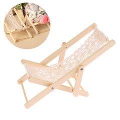 1pc Folding Lounge Chair Recycled Wood & Fabric for 1:12 1:6 Dollhouse Furniture