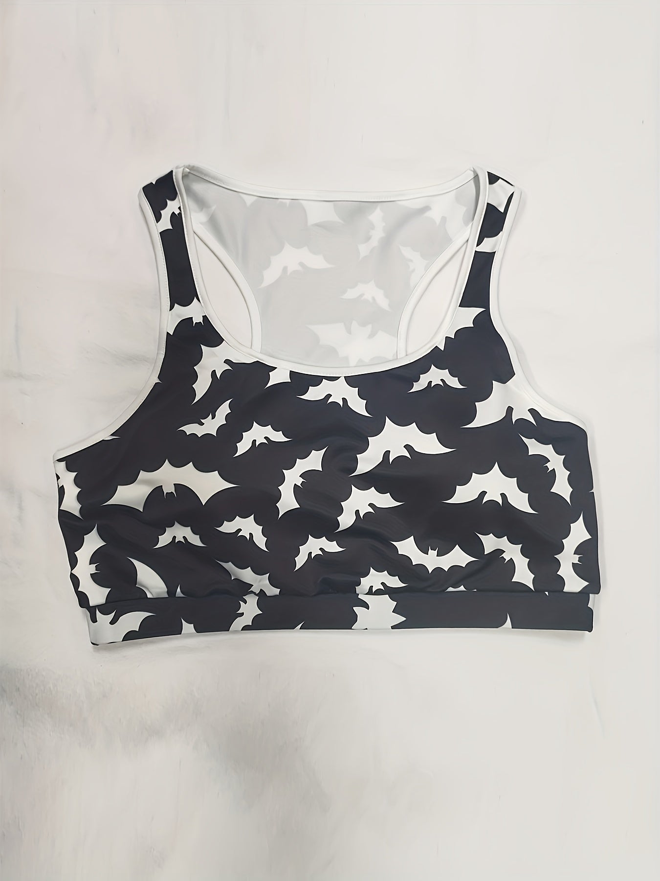 Bat Print Shockproof Racer Back Fitness Bra