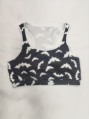 Bat Print Shockproof Racer Back Fitness Bra