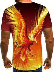 Men's Phoenix 3D Print T Shirt Casual Short Sleeve Tee
