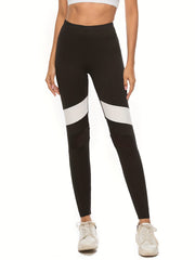 Contrast Mesh Insert Leggings Sporty Skinny Leggings