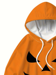 Halloween Pumpkin Print Men's Hoodie & Sweatpants Set