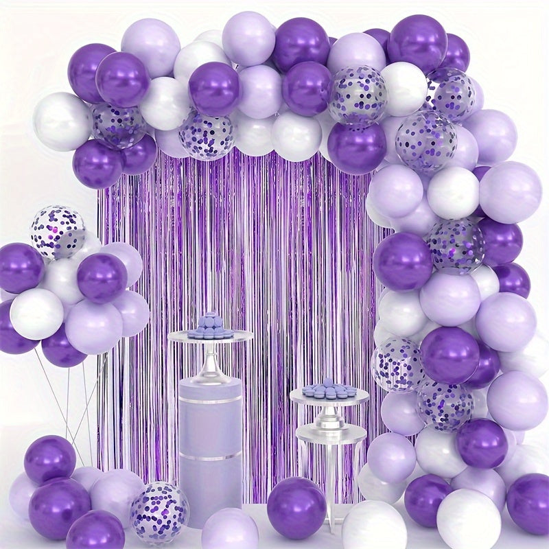 109pcs Purple Sequin Latex Balloon Set Holiday Gathering Shooting Props