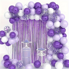 109pcs Purple Sequin Latex Balloon Set Holiday Gathering Shooting Props