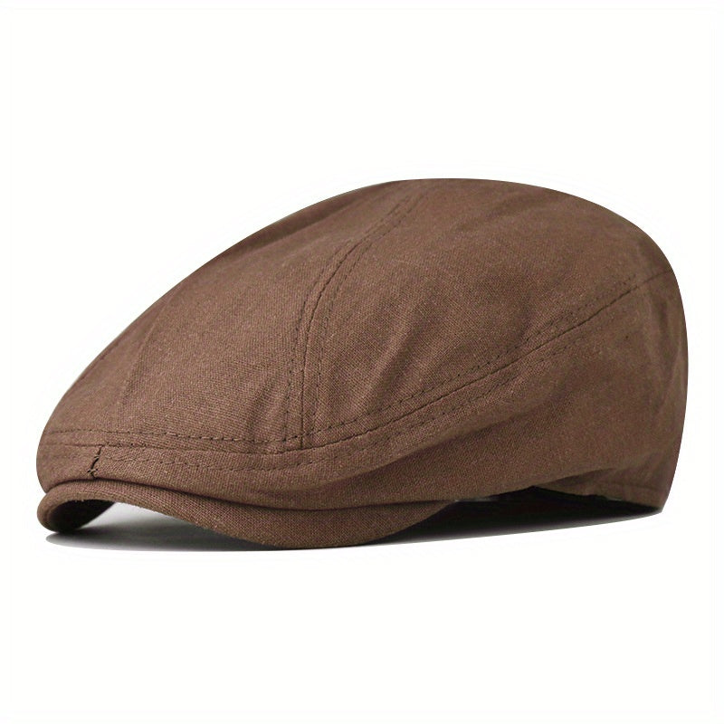 Men's Summer Newsboy Cap Vintage Golf Hat Solid Cabbie Cap