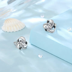 925 Silver Hypoallergenic Stud Earrings Triangle Braided Style Jewelry